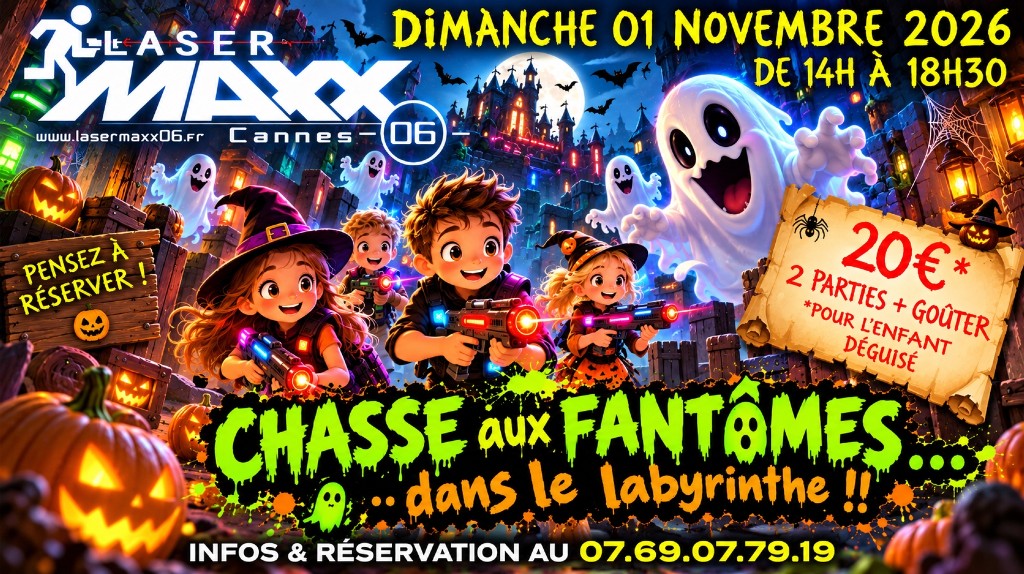 HALLOWEEN : GRANDE CHASSE AUX FANTOMES DANS VOTRE LASERMAXX06 pour les enfants le DIMANCHE 01 NOVEMBRE 2026